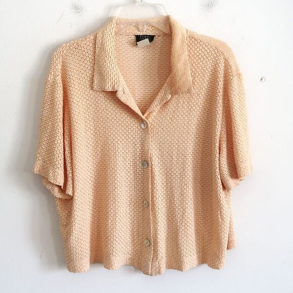 Teddi Dresses Yellow Eyelet Short Sleeve Blouse - Size Small - Picture 1 of 7